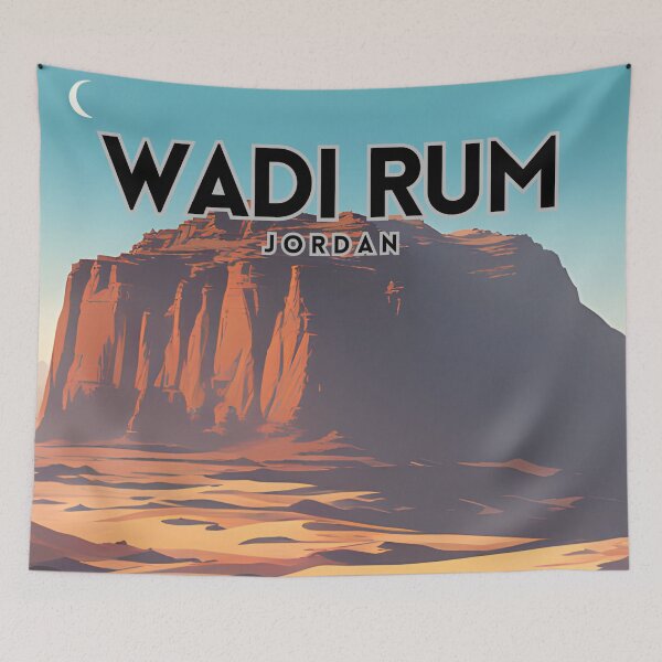 Item preview, Wadi Rum Vintage Travel Art Poster designed and sold by ZionPosteria.