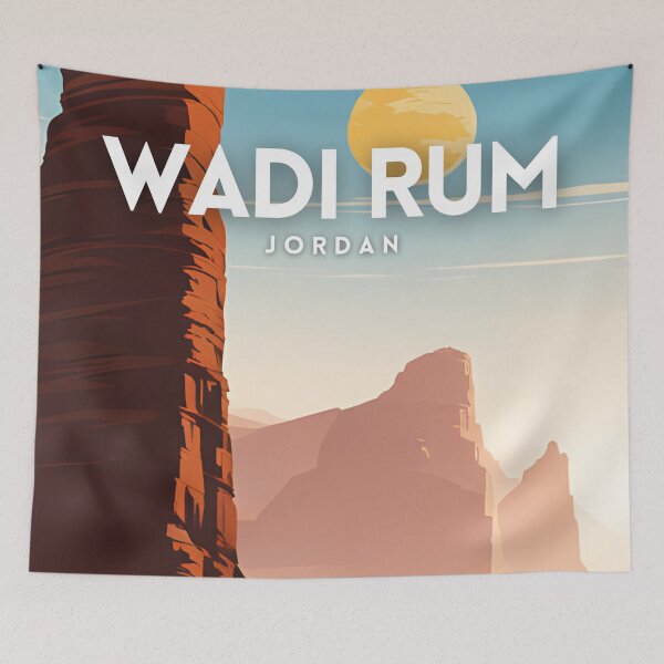 Item preview, Wadi Rum Retro Travel Poster designed and sold by ZionPosteria.