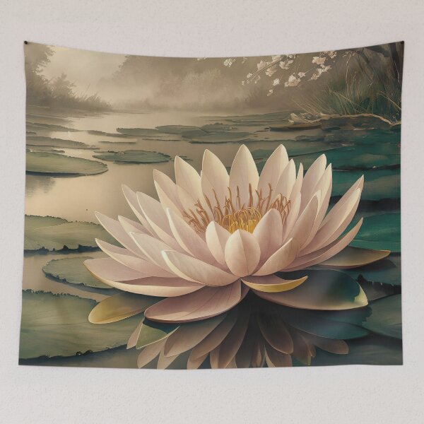 Item preview, Japanese Serenity Water Lily Painting Inspired by Ohara Koson designed and sold by Tamas Das.
