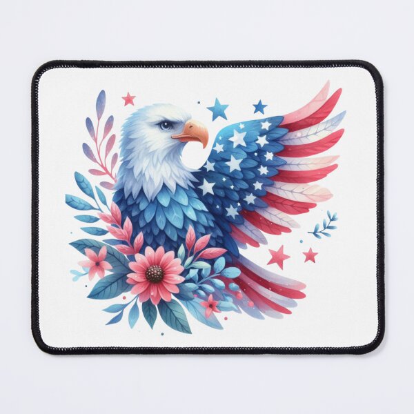 Item preview, 4th of July watercolor American eagle with USA flag gift designed and sold by BlushRoses7.