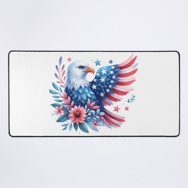 Item preview, 4th of July watercolor American eagle with USA flag gift designed and sold by BlushRoses7.