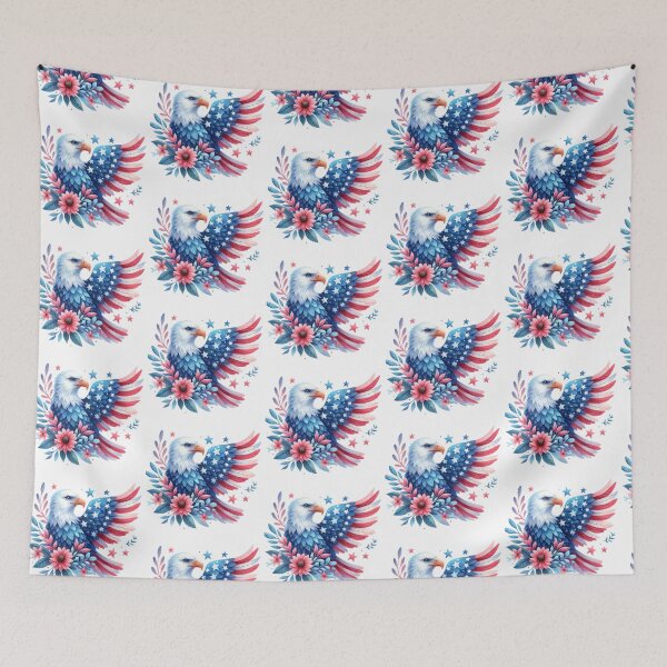 Item preview, 4th of July watercolor American eagle with USA flag gift designed and sold by BlushRoses7.