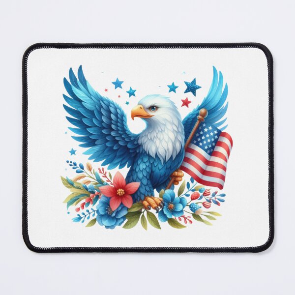 Item preview, 4th of July watercolor eagle with american flag and flowers gift designed and sold by BlushRoses7.