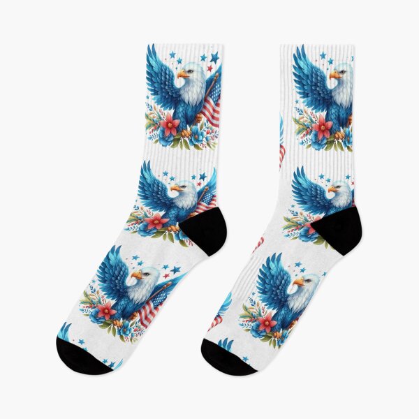 Item preview, 4th of July watercolor eagle with american flag and flowers gift designed and sold by BlushRoses7.