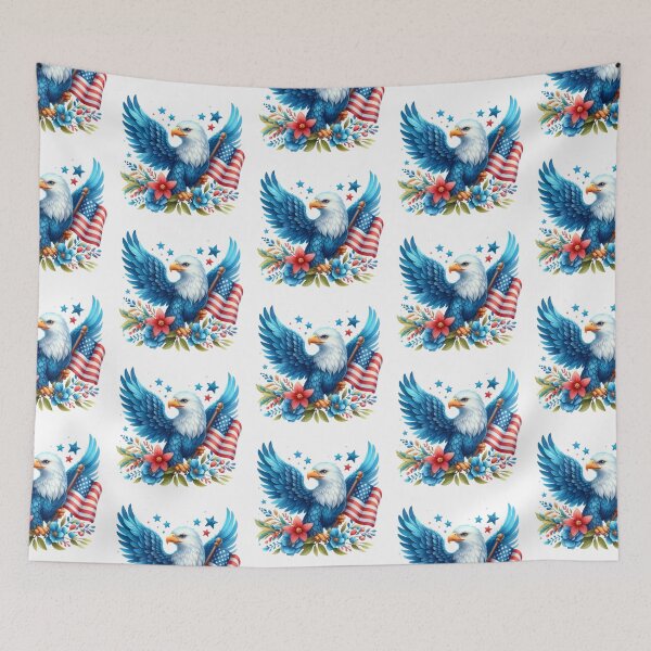 Item preview, 4th of July watercolor eagle with american flag and flowers gift designed and sold by BlushRoses7.