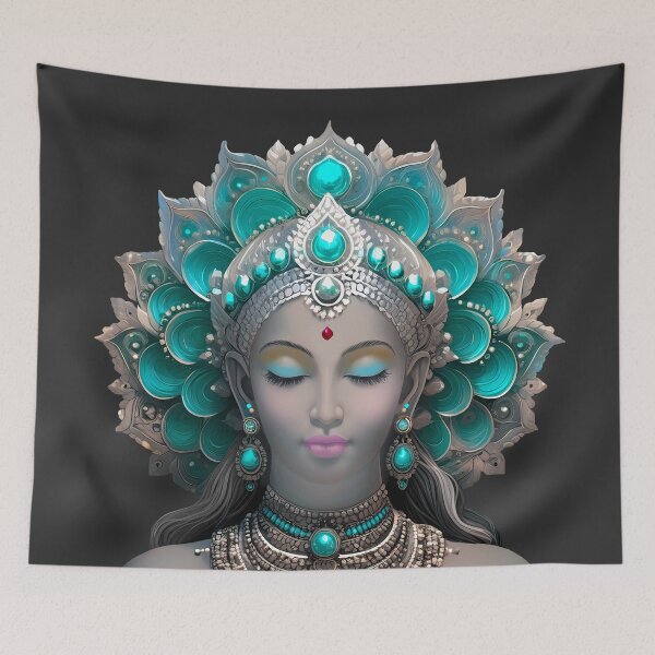 Item preview, Goddess Lakshmi  adorned with emeralds designed and sold by rainsdesigns.