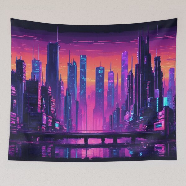 Item preview, Neon Noir Cityscape, Pixel Art, Vaporwave, Dark Art designed and sold by Burn-Ego.