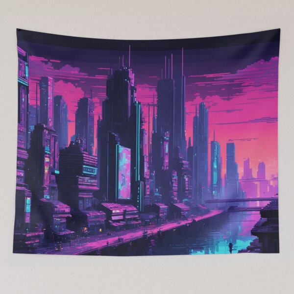 Item preview, CyberCity, Pixel Art, Vaporwave, Cyberpunk, Dark Art designed and sold by Burn-Ego.