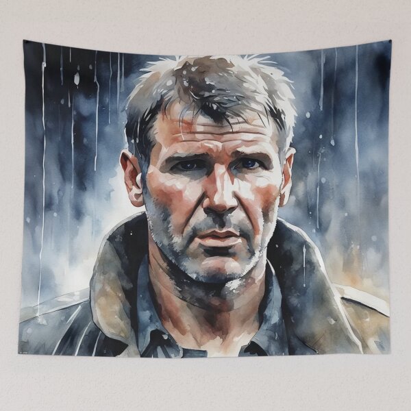Item preview, Rick Deckard, Watercolour Painting, Vaporwave, Fan Art designed and sold by Burn-Ego.