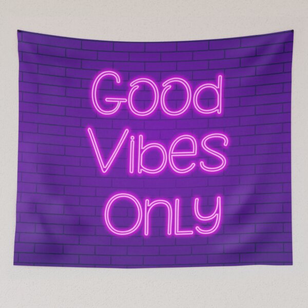 Item preview, Good vibes only neon on brick wall designed and sold by AnnArtshock.