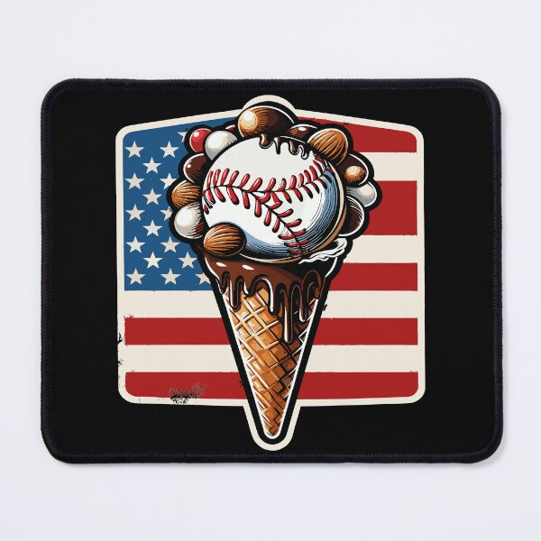 Item preview, Baseball Ice Cream American Flag designed and sold by JessArty ⭐⭐⭐⭐⭐.