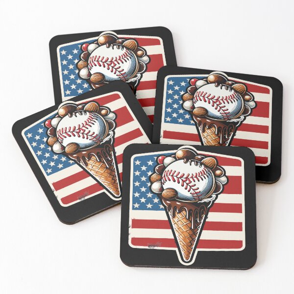 Item preview, Baseball Ice Cream American Flag designed and sold by JessArty ⭐⭐⭐⭐⭐.