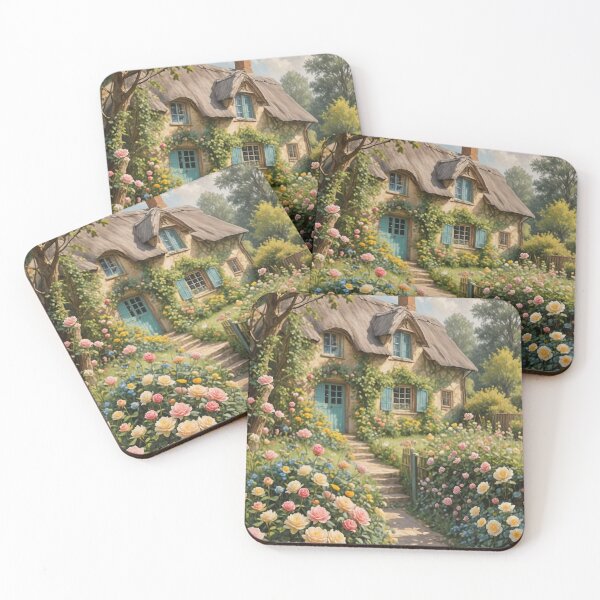 Item preview, Charming English Cottage with Roses in Pastels designed and sold by Lizetteh.