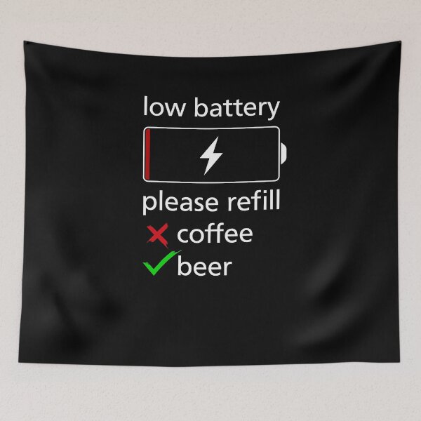 Item preview, low battery t-shirt, please refill coffee or beer designed and sold by peter2art.
