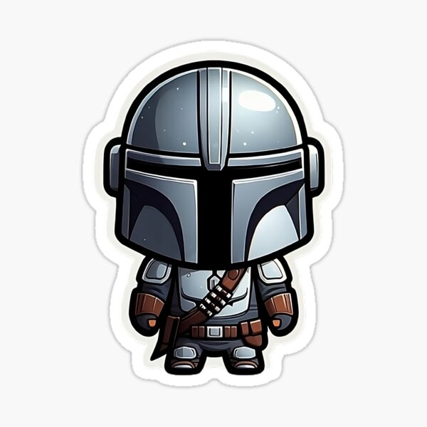 Vista previa del artículo con la obra «Chibi mandaloriano», diseñado y vendido por StickersNPeels.