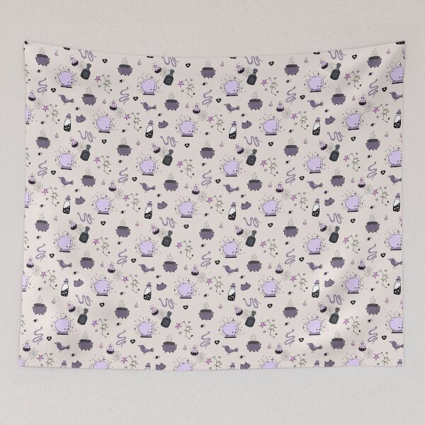 Item preview, Witchcraft colored doodles pattern designed and sold by MonochromeEcho.