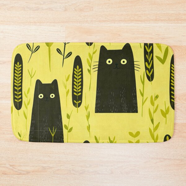Item preview, Black and yellow chartreuse, cat with a leaf or two designed and sold by Artlizzard.