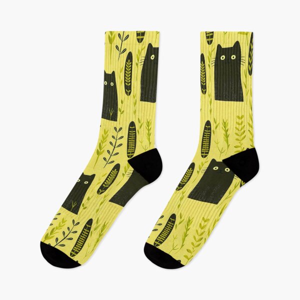 Item preview, Black and yellow chartreuse, cat with a leaf or two designed and sold by Artlizzard.