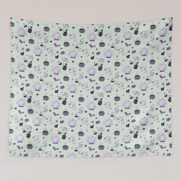 Item preview, Witchcraft colored doodles pattern green designed and sold by MonochromeEcho.