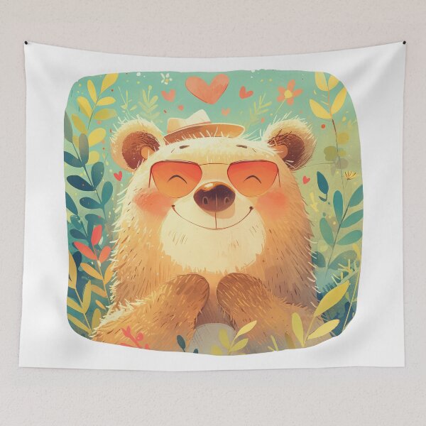 Item preview, Happy teddy bear wearing hat in love designed and sold by JoyfulNat.
