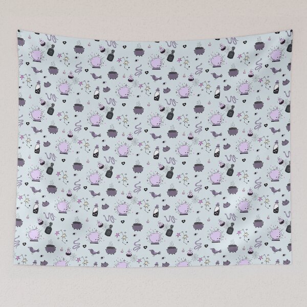 Item preview, Witchcraft colored doodles pattern blue designed and sold by MonochromeEcho.