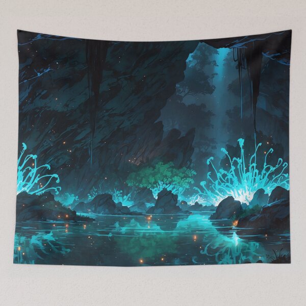 Item preview, Mystic Falls Enchanted Night with Luminous Flora designed and sold by ArtComixHaven.