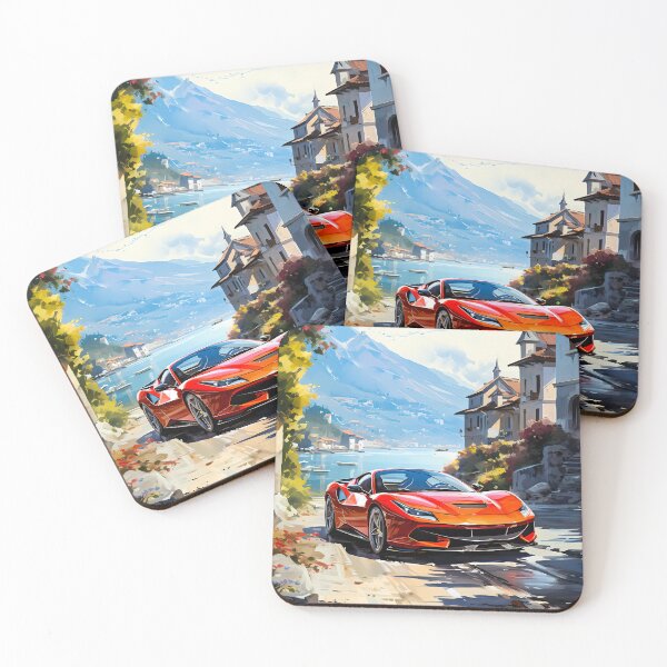 Item preview, Red Ferrari F8 Tributo Next To Italian Lake Garda designed and sold by RevUpDesign.