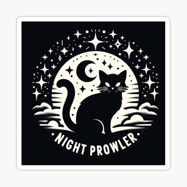 Item preview, "Night Prowler" Cat and Moon designed and sold by CosmicMoto.