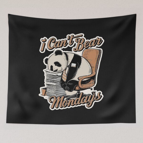 Item preview, Vintage ''I Can't Bear Mondays'' Funny Office Dad Kawaii Panda T-Shirt designed and sold by Witty Shirts.