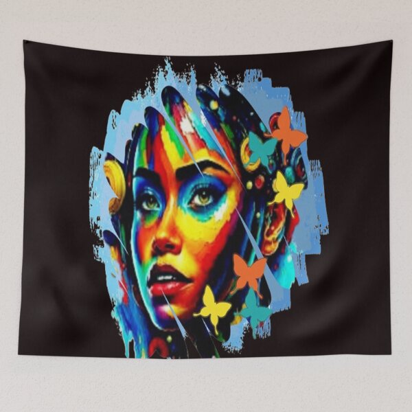 Item preview, Ethnic Abstract Bohemian Face ,  Bohemian design, Abstraction, bold colorful abstract playful design inspired by nature designed and sold by Adri Barnard.