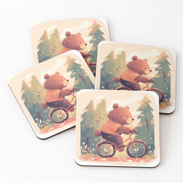 Item preview, Teddy bear in the forest on the bike designed and sold by JoyfulNat.