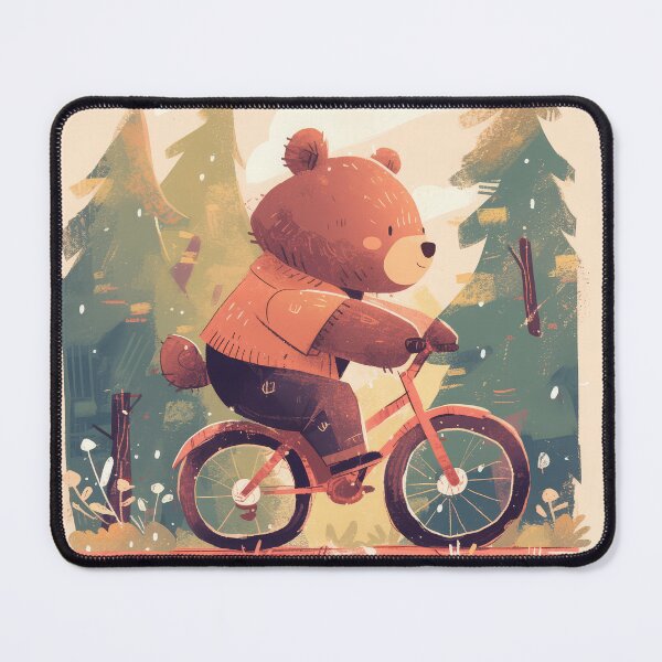 Item preview, Teddy bear in the forest on the bike designed and sold by JoyfulNat.