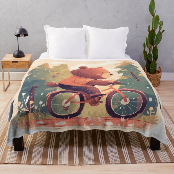 Item preview, Teddy bear in the forest on the bike designed and sold by JoyfulNat.
