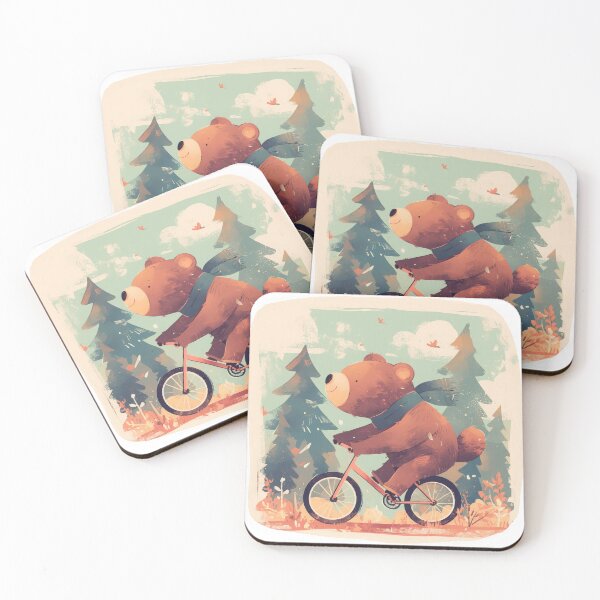Item preview, Teddy bear on the bike in the forest designed and sold by JoyfulNat.