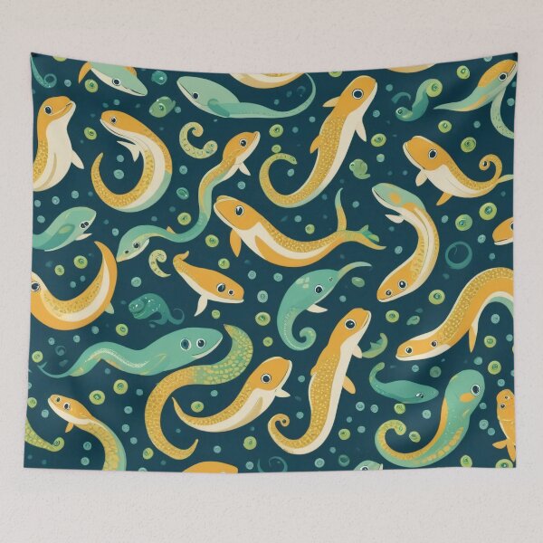 Item preview, Cute Cartoon Eel Marine Life Allover Pattern designed and sold by DreamCraze.