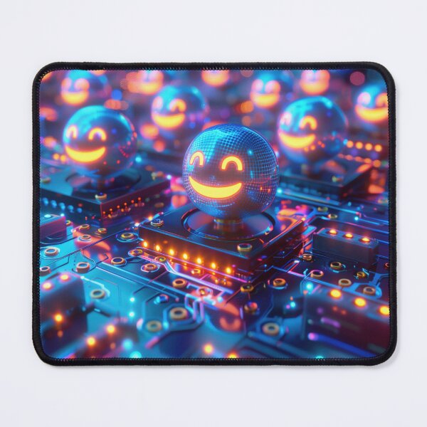 Item preview, Neon Smiley Bots on Circuit Board designed and sold by palmyst.