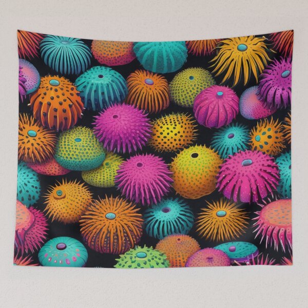 Item preview, Colorful Neon Sea Urchin Ocean Life Pattern designed and sold by DreamCraze.