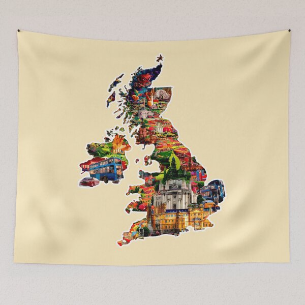 Item preview, The United Kingdom clipart : Iconic British Landscapes & Symbols, Collector's Art Print designed and sold by FebricFusion.
