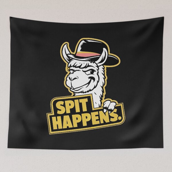 Item preview, Vintage ''Spit Happens'' Funny Llama Kawaii Flute Player T-Shirt designed and sold by Witty Shirts.
