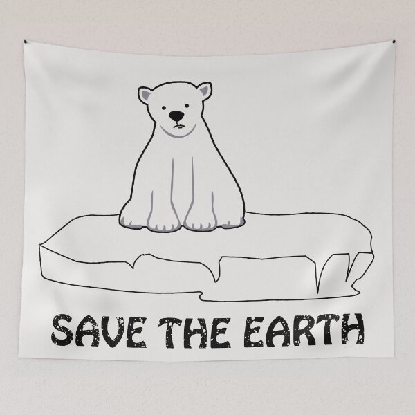 Item preview, Save the earth, white teddy bear on the ice floe designed and sold by Wylkerd.