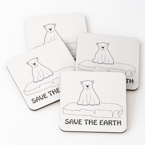 Item preview, Save the earth, white teddy bear on the ice floe designed and sold by Wylkerd.