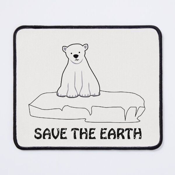 Item preview, Save the earth, white teddy bear on the ice floe designed and sold by Wylkerd.