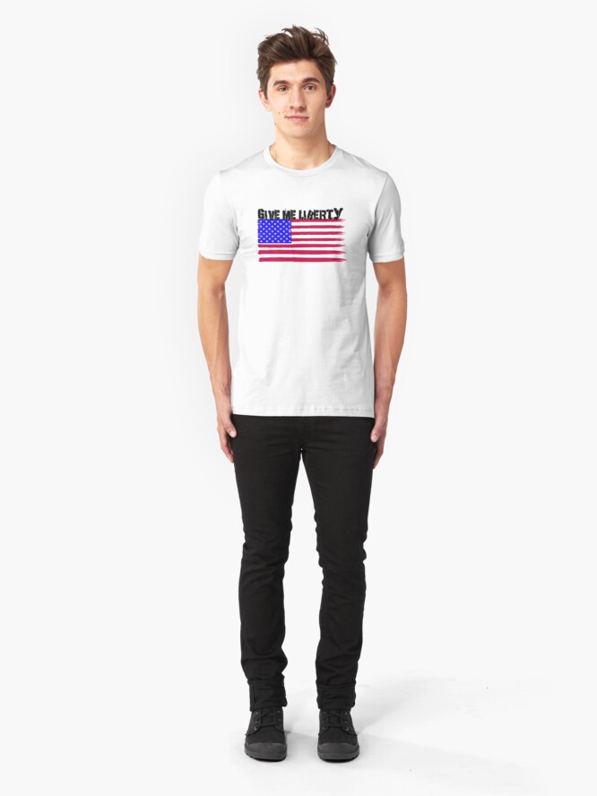 Alternate view of Give Me Liberty Patriotic U.S. Flag Slim Fit T-Shirt