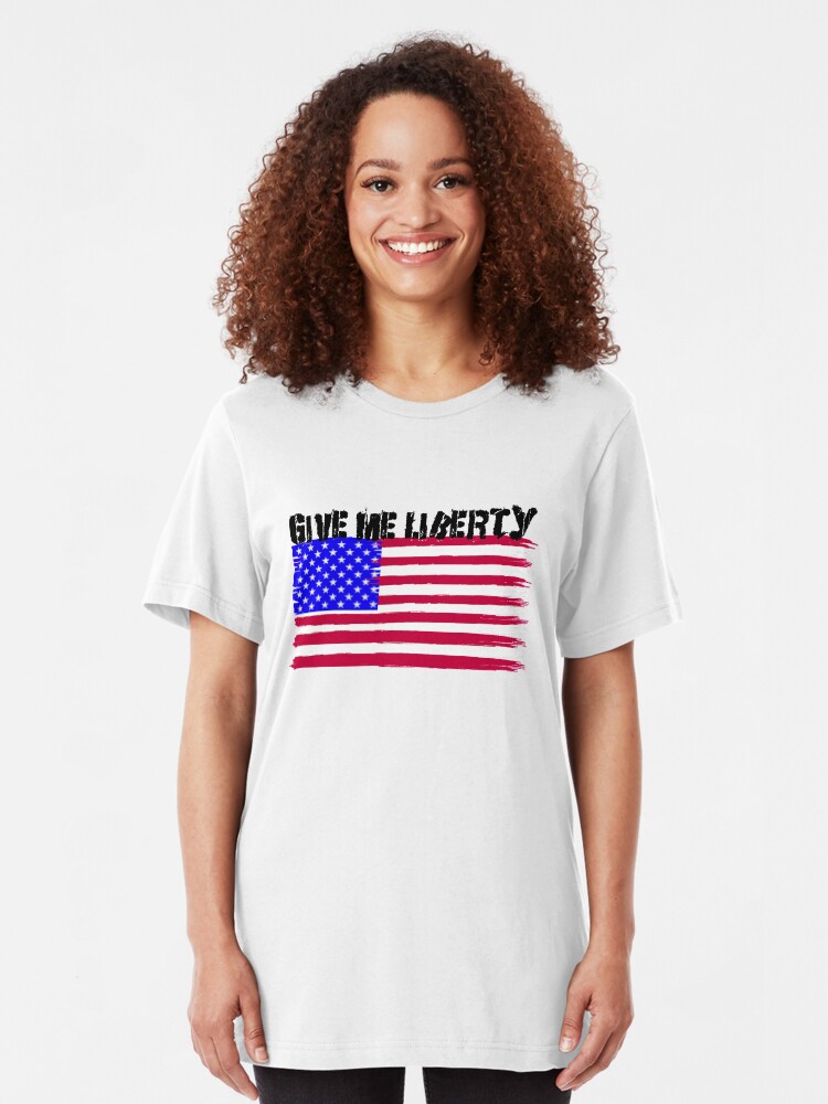 Alternate view of Give Me Liberty Patriotic U.S. Flag Slim Fit T-Shirt