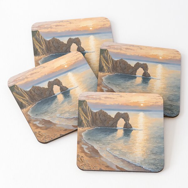Item preview, Durdle Door: Watercolor Sunset over Jurassic Coast designed and sold by LSVart.