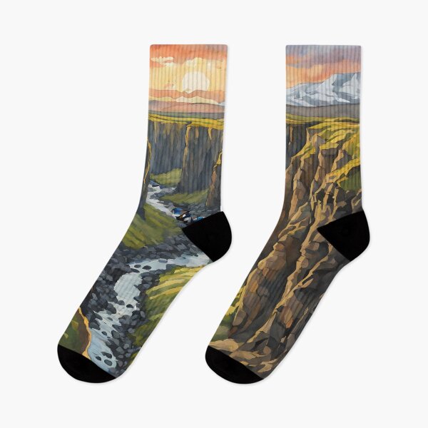 Item preview, Fjaðrárgljúfur Canyon: Watercolor Sunset in Iceland designed and sold by LSVart.
