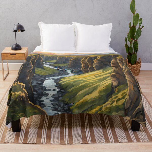 Item preview, Fjaðrárgljúfur Canyon: Watercolor Sunset in Iceland designed and sold by LSVart.