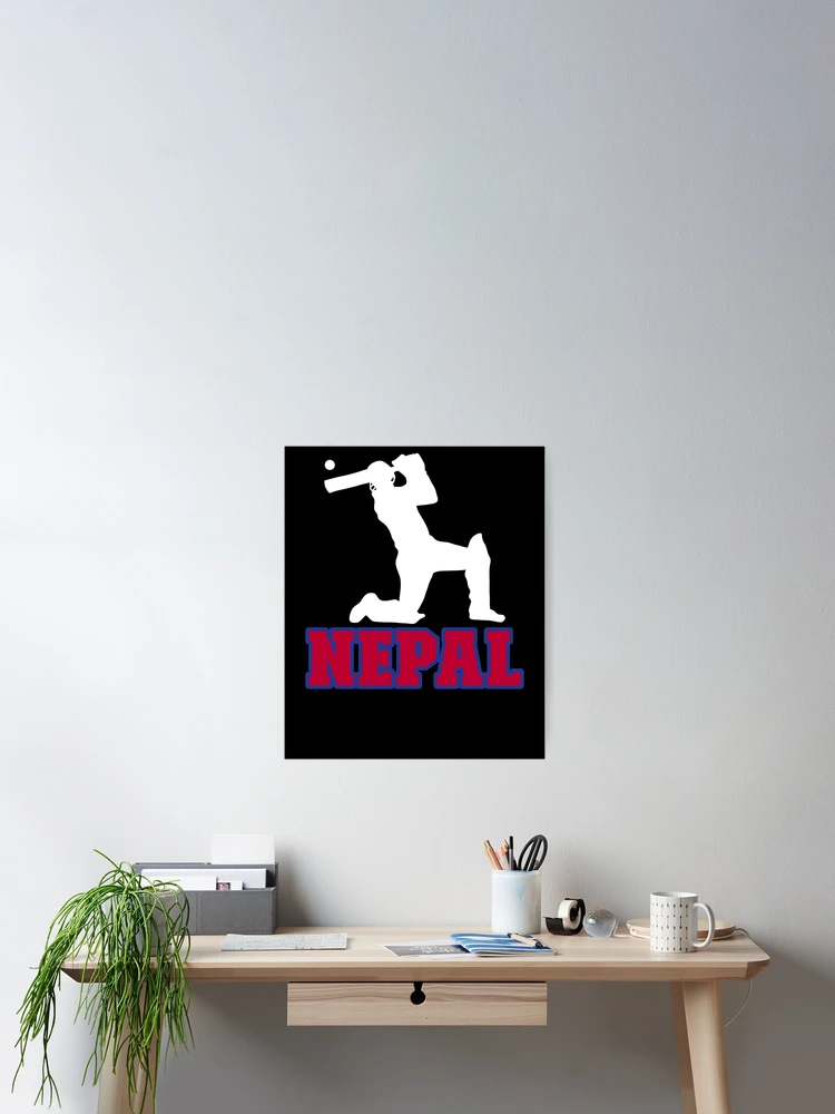 Thumbnail 2 von 3, Poster, Nepal Flag Cricket Player Nepal Cricket Fan Nepal Cricket Gear designt und verkauft von DynamicDesign.