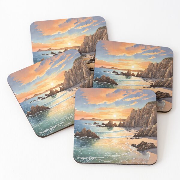 Item preview, Lovers Beach: Watercolor Sunset in Cabo designed and sold by LSVart.