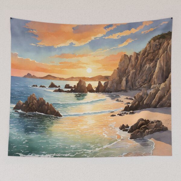 Item preview, Lovers Beach: Watercolor Sunset in Cabo designed and sold by LSVart.